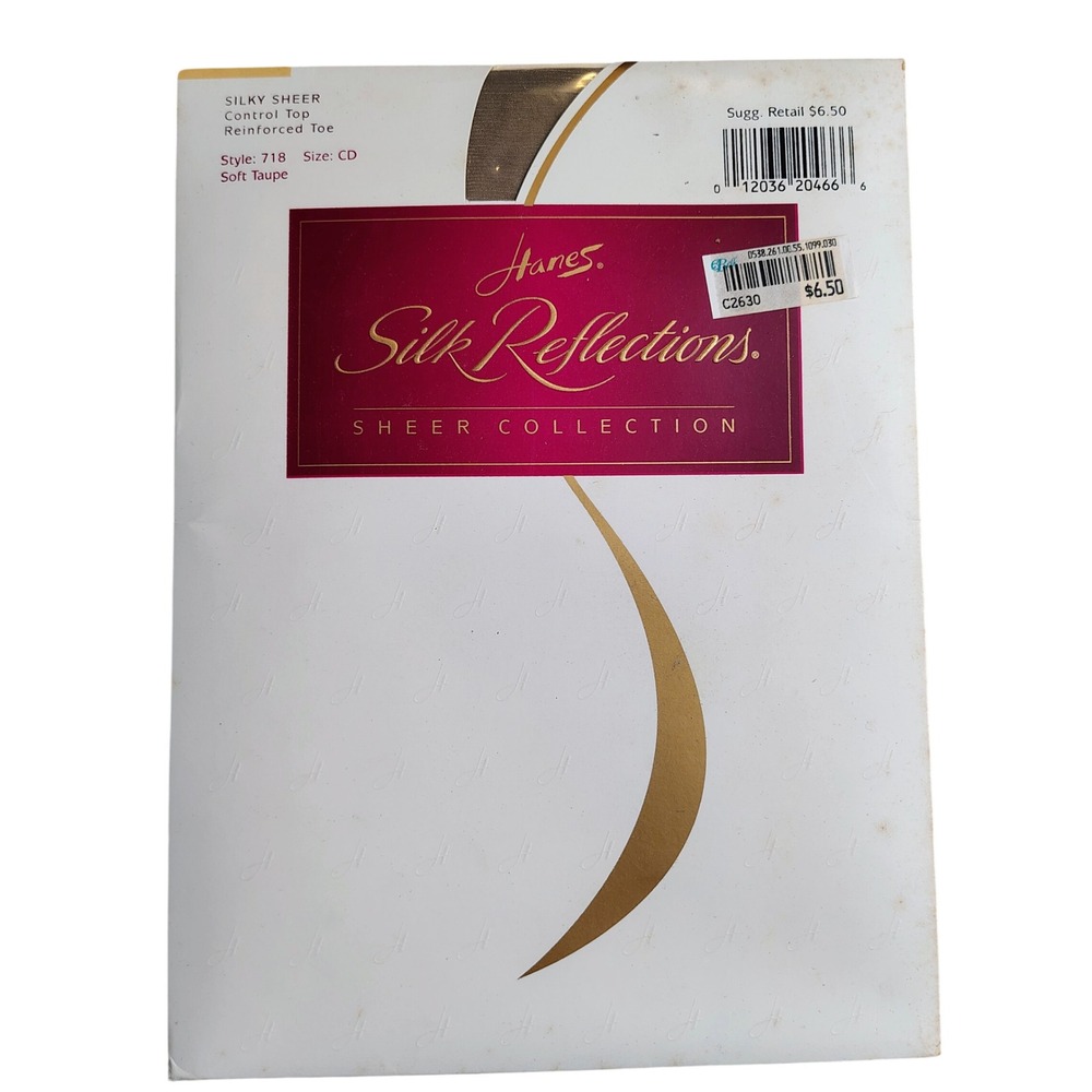 NWT Hanes Womens SZ CD Silk Reflections Pantyhose Soft Taupe Sheer 90s Office